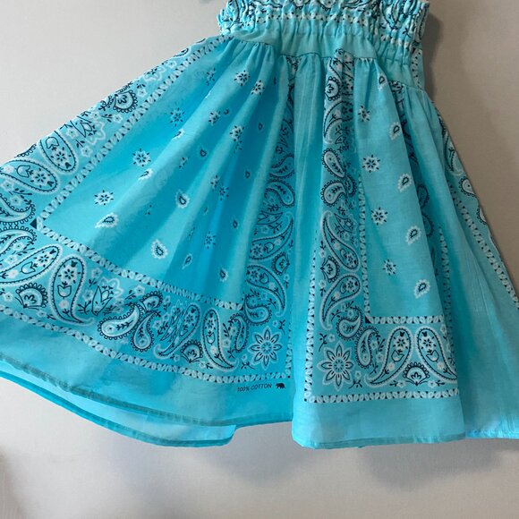 Handmade Children's 100% Cotton Blue Paisley Elastic Straps Dress - Picture 12 of 12